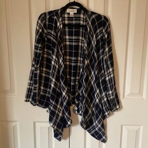 Motherhood nursing cardigan, navy blue plaid, size L